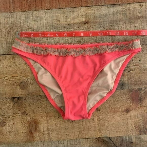Victoria secret womens size medium coral pink bikini bottom with ruffle detail - Picture 2 of 7